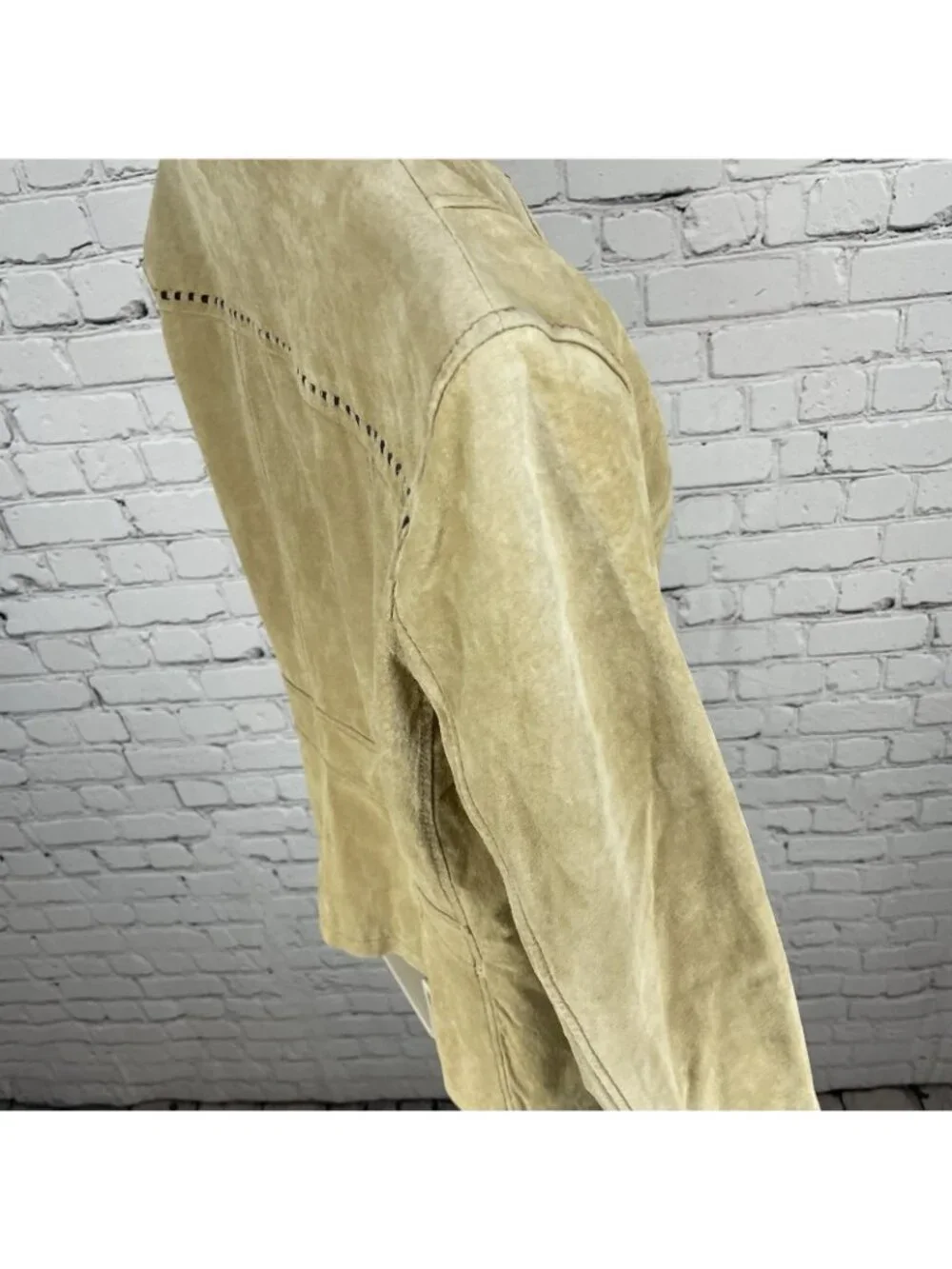 Colebrook Tan Genuine Suede Double Breasted Lined Collared Jacket Size Small S
